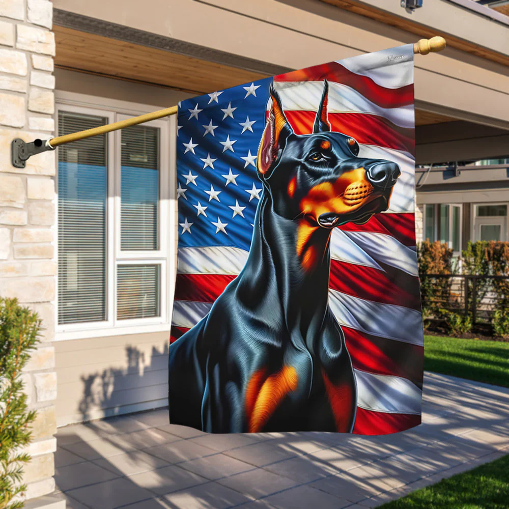 Bimipi Doberman Pinscher Dog American Flag