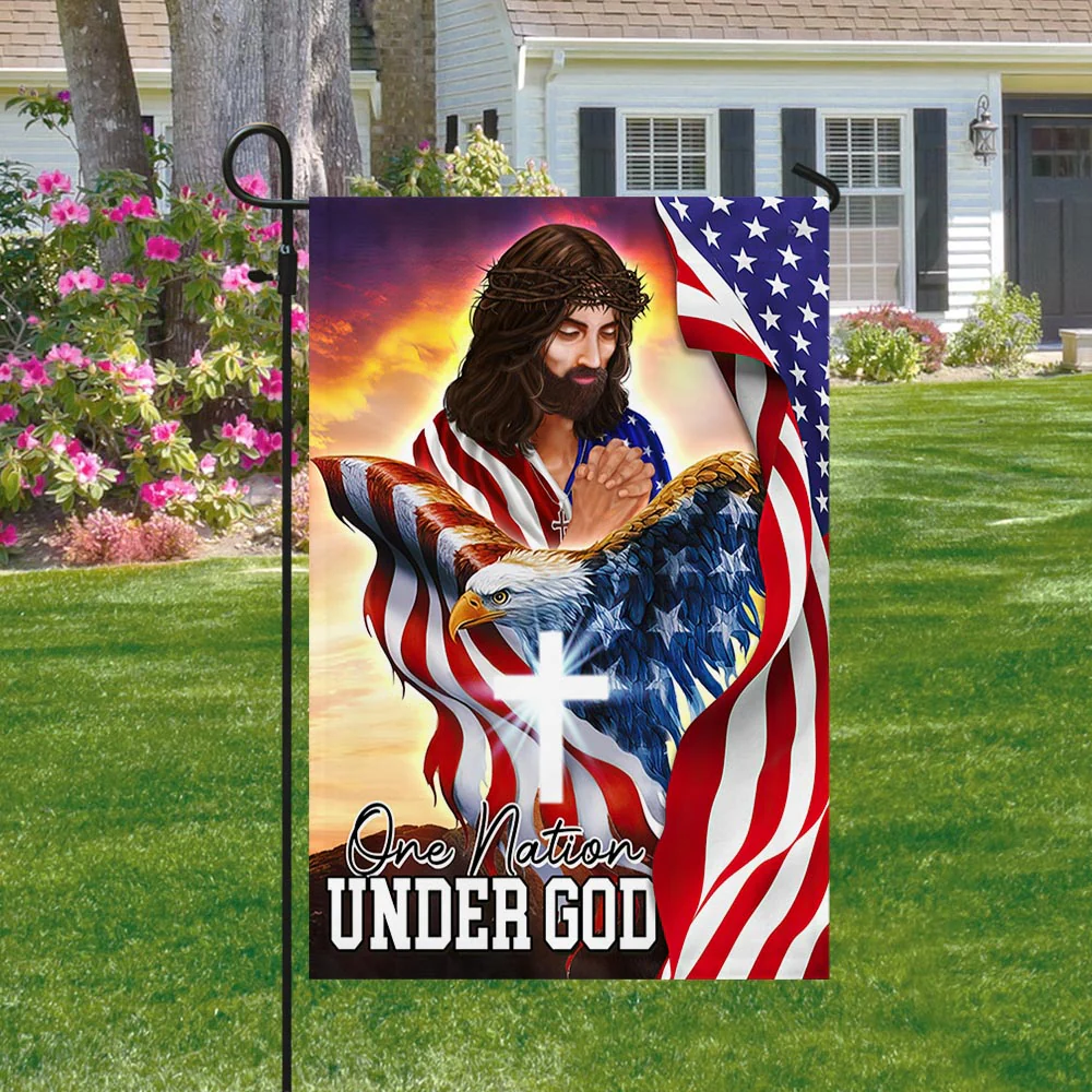 Bimipi American Flag - One Nation Under God, Patriotic Eagle Jesus Christian American Flag