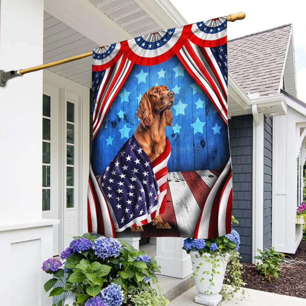Bimipi American Flag - Happy 4th Of july. Irish Setter Patriotic Dog, American Flag Wrapped in Glory TPT898Fv7