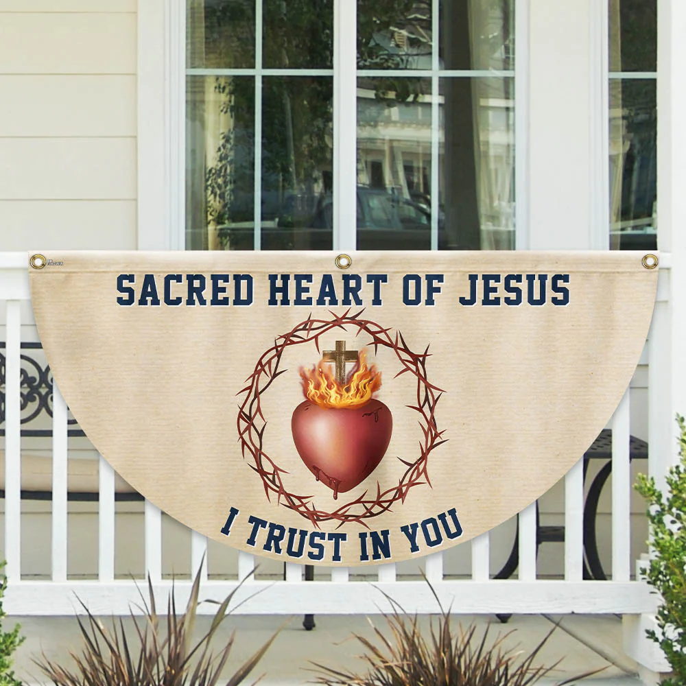 Sacred Heart Of Jesus I Trust In You Catholic Christian Non-Pleated Fan Flag
