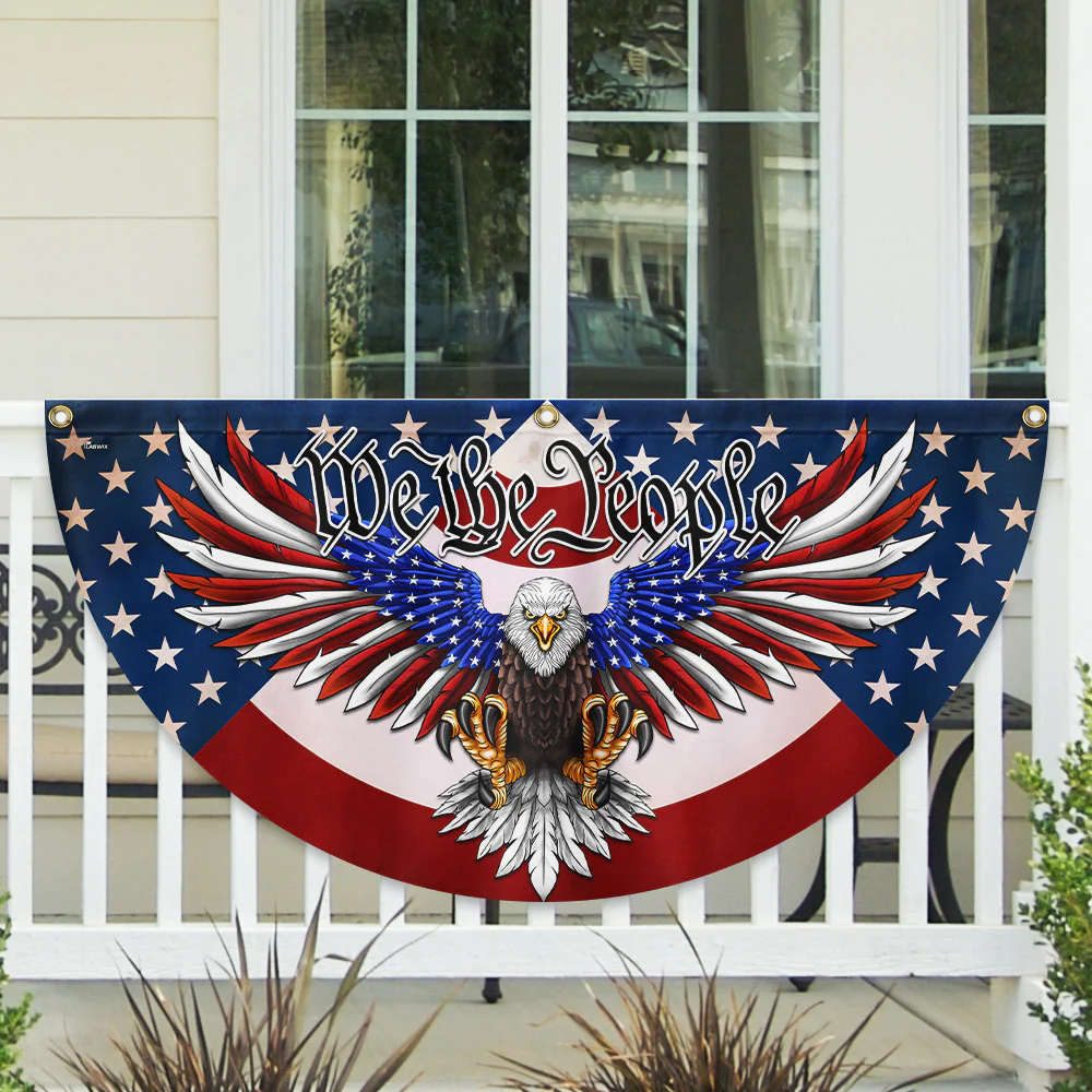 We The People Patriotic Eagle Non-Pleated Fan Flag