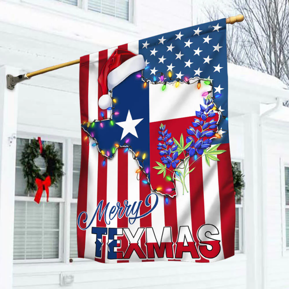 Texas Christmas State Merry Texmas Bluebonnet American Flag