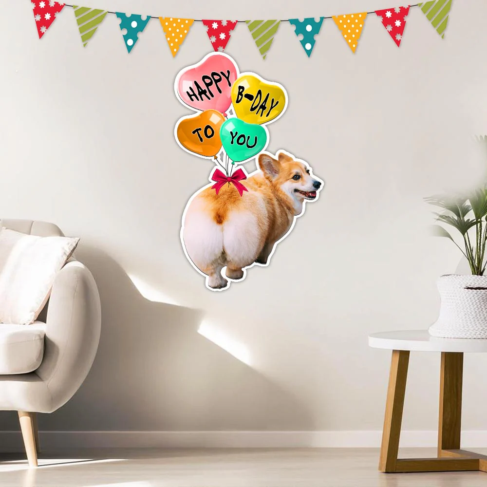 Corgi Dog Happy Birthday To You Hanging Metal Sign