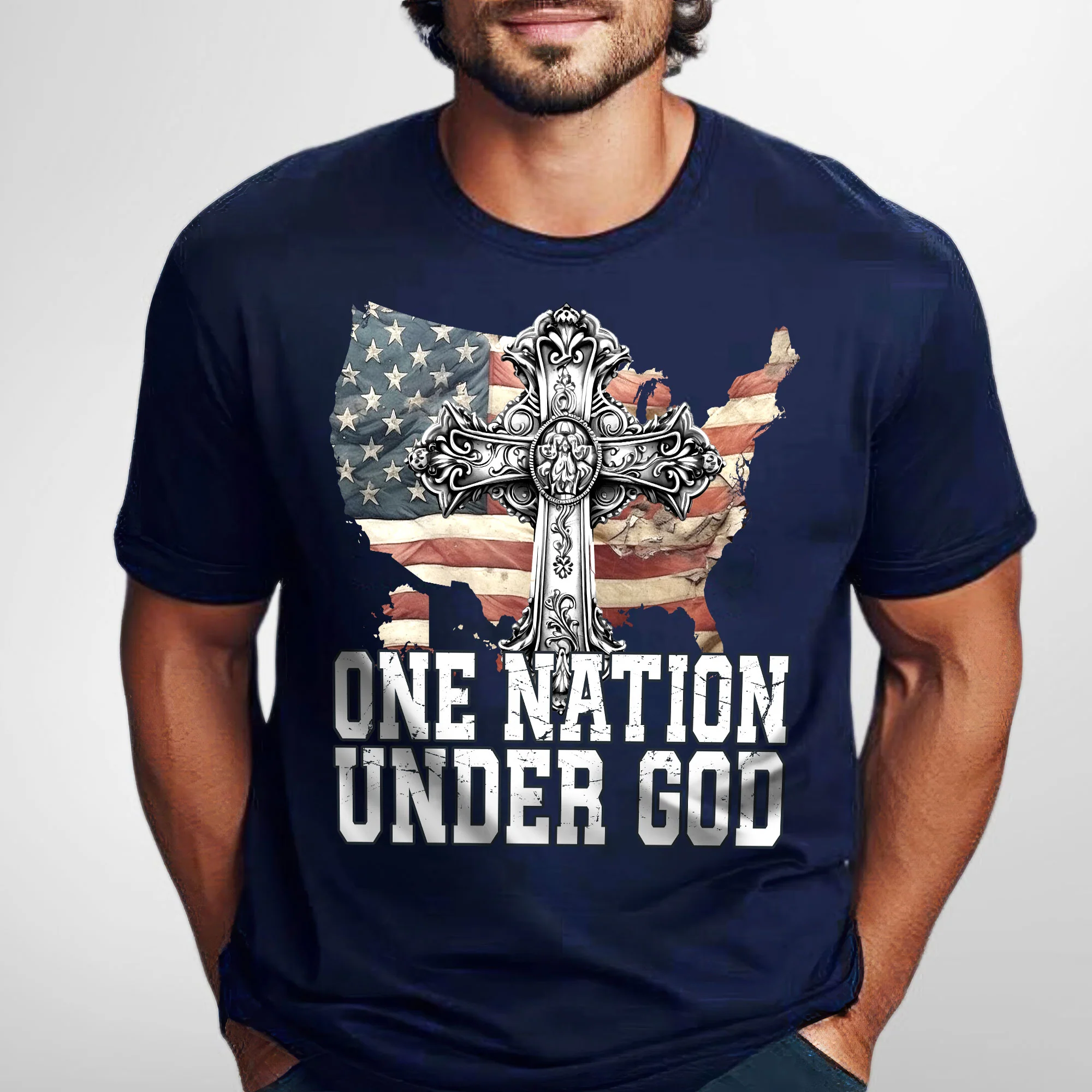 Patriotic Men T-Shirt | American One Nation Under God T-Shirt