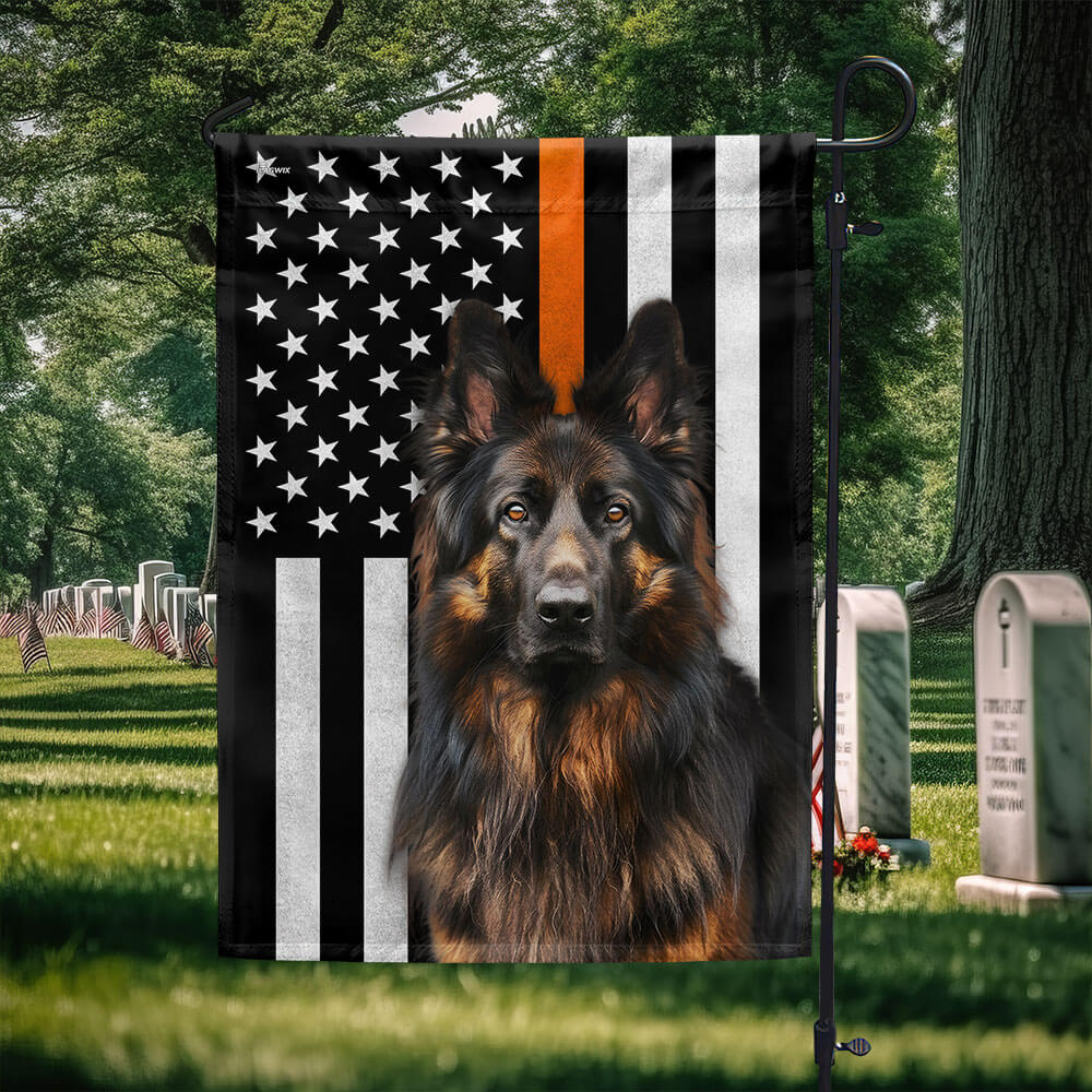 German Shephered Thin Orange Line American Flag