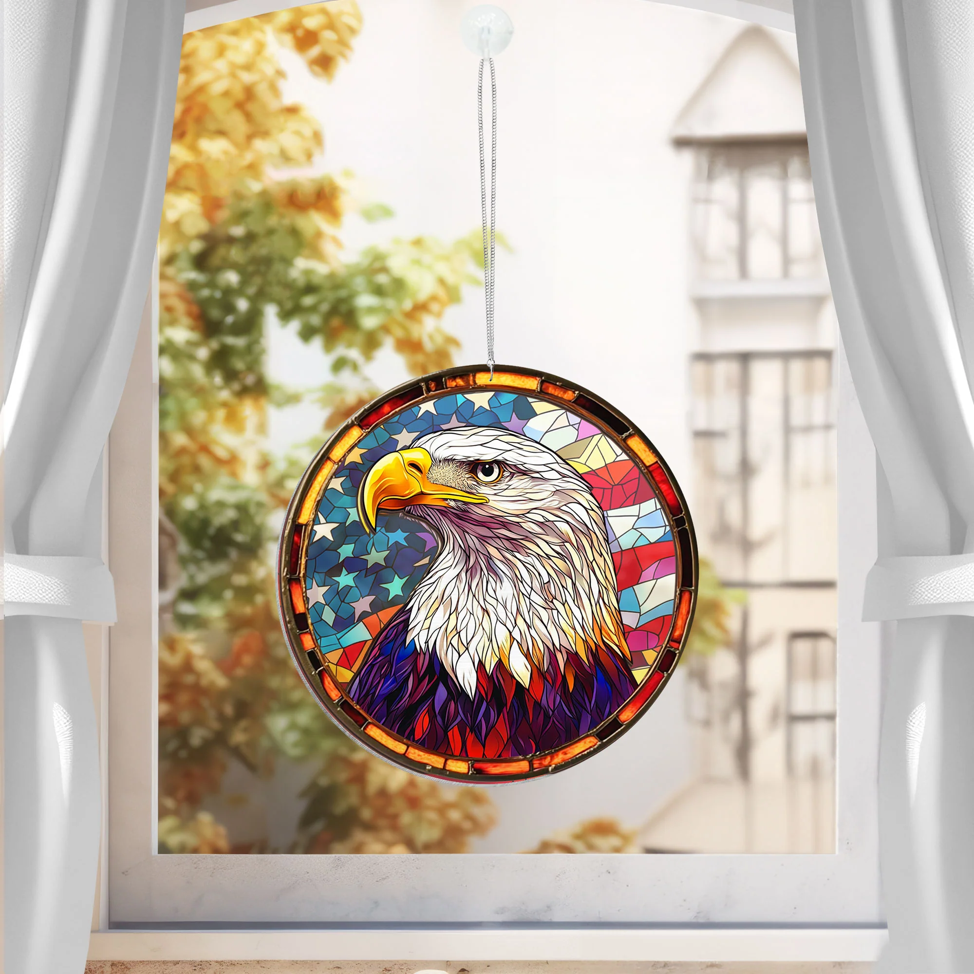 Christmas Ornament, Patriotic America Eagle 2 Layered Hanging Suncatcher