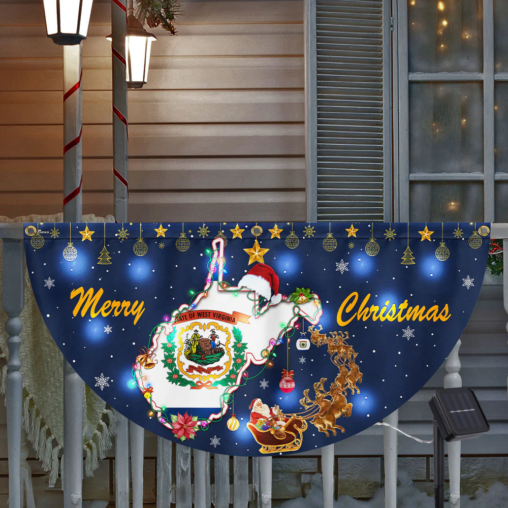 Country Roads Take Me Home Merry Christmas In West Virginia Solar Led Fan Flag