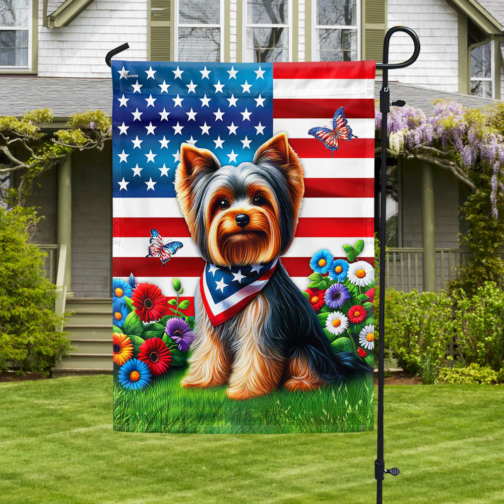 Bimipi American Flag - Yorkshire Terrier Dog 4th Of july American Flag
