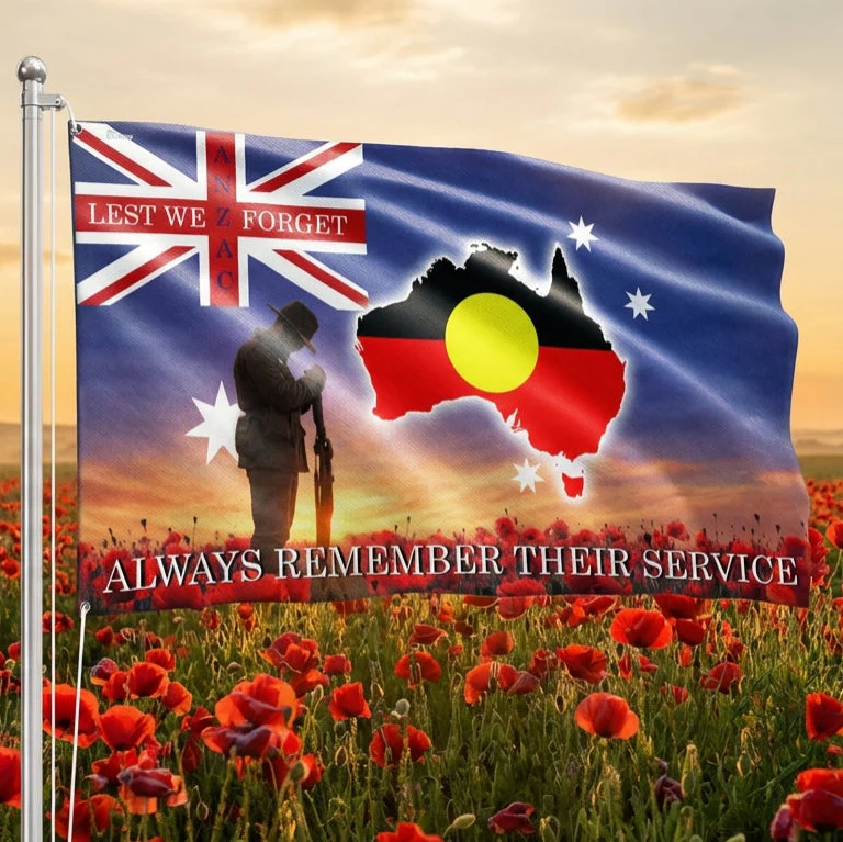 Anzac Day Australian Aboriginal Flag, Lest We Forget Rememberance Decor