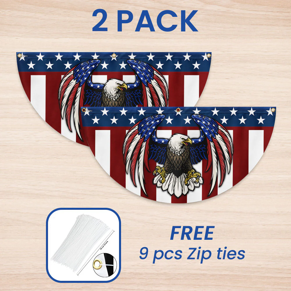 American Bald Eagle Patriotic Non-Pleated Fan Flag
