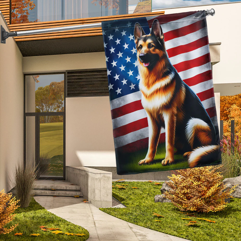 German Shepherd American Flag