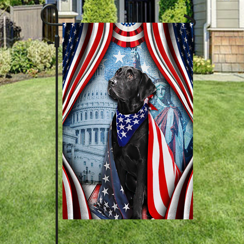 Bimipi American Flag - Happy 4th Of july. Black Labrador Retriever American Flag Wrapped in Glory