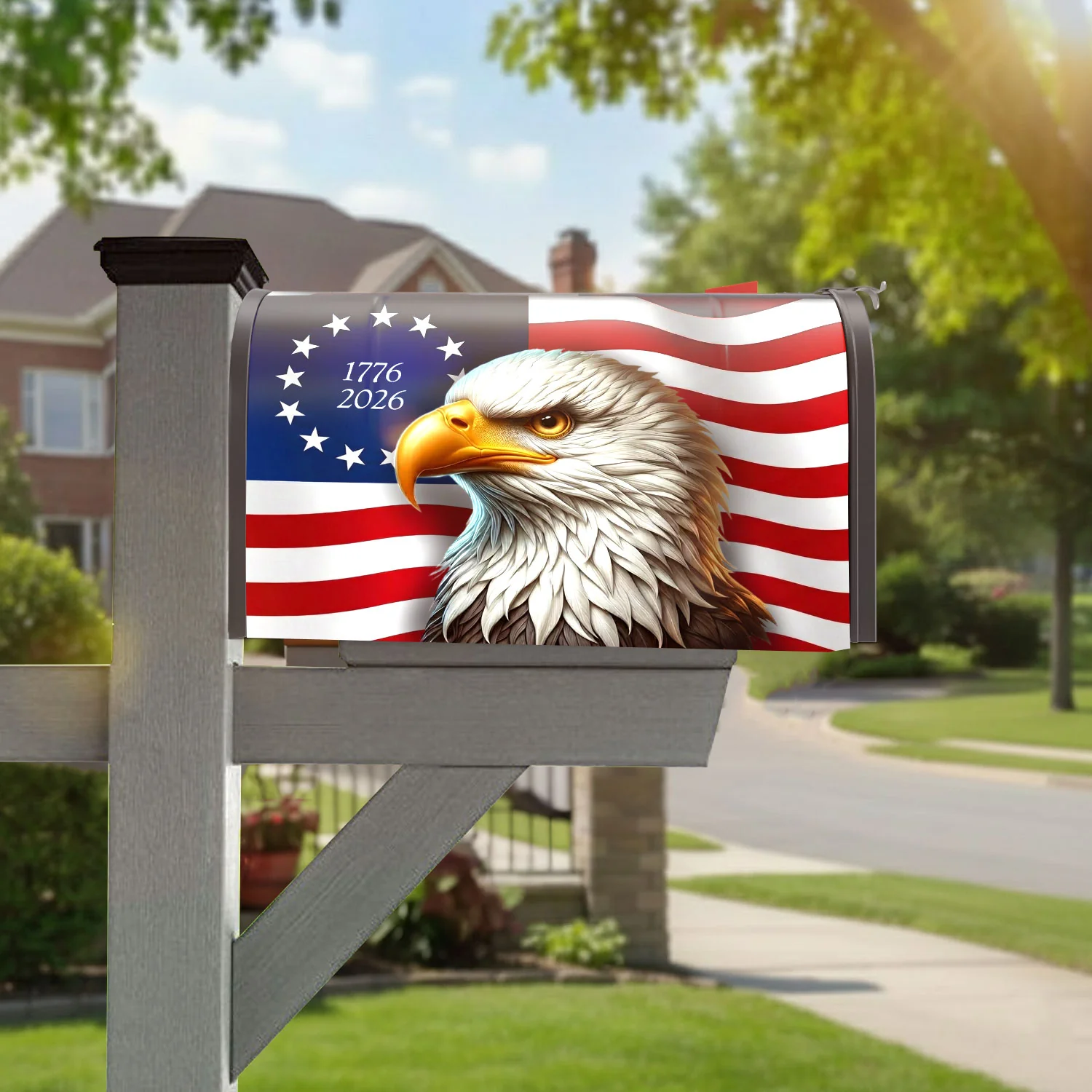 1776 2026 Patriotic Eagle Betsy Ross Mailbox Cover for Decoration