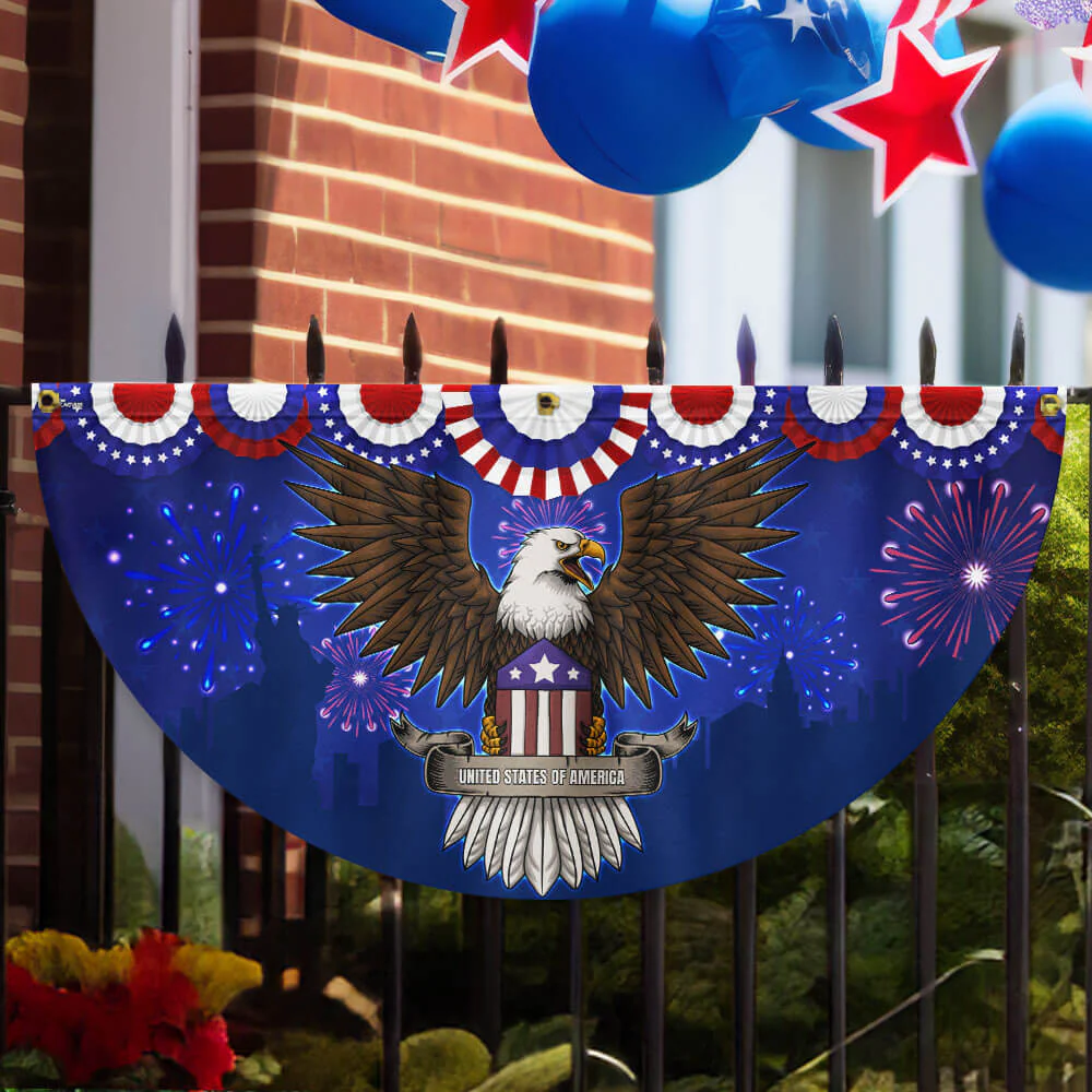 Bimipi American Flag - Independence Day Eagle 4th of july Non-Pleated Fan Flag