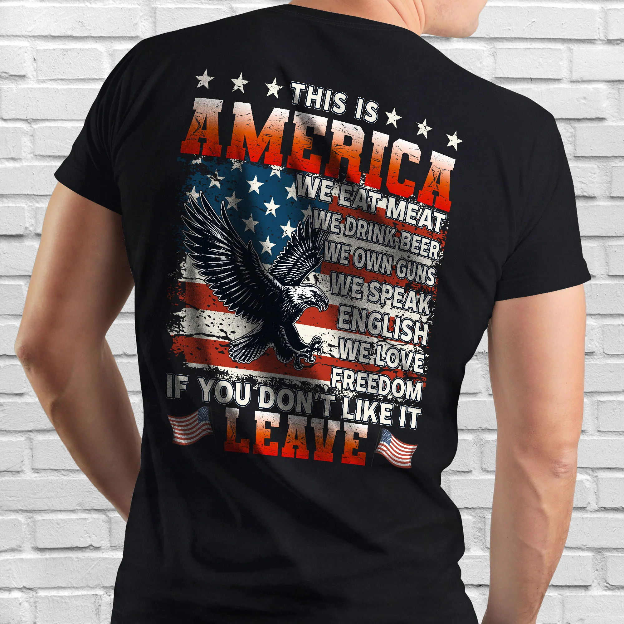 Retro American Flag US Veteran Shirt, This Is A America, If You Don't Like It LEAVE