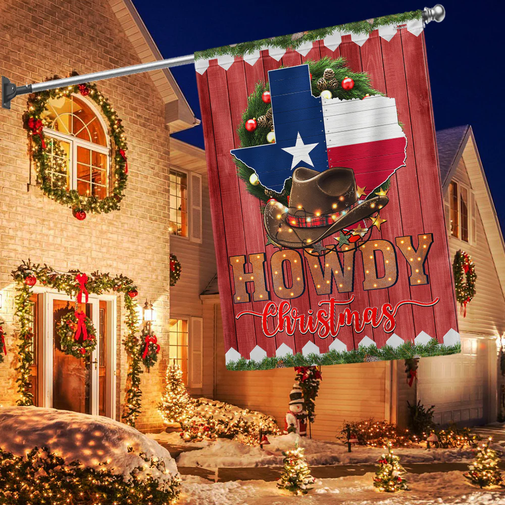 Texas Howdy Christmas Flag - Festive Holiday Gift & Décor  - 3-Day Shipping