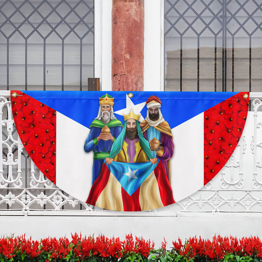 Three Kings Puerto Rico Non-Pleated Fan Flag