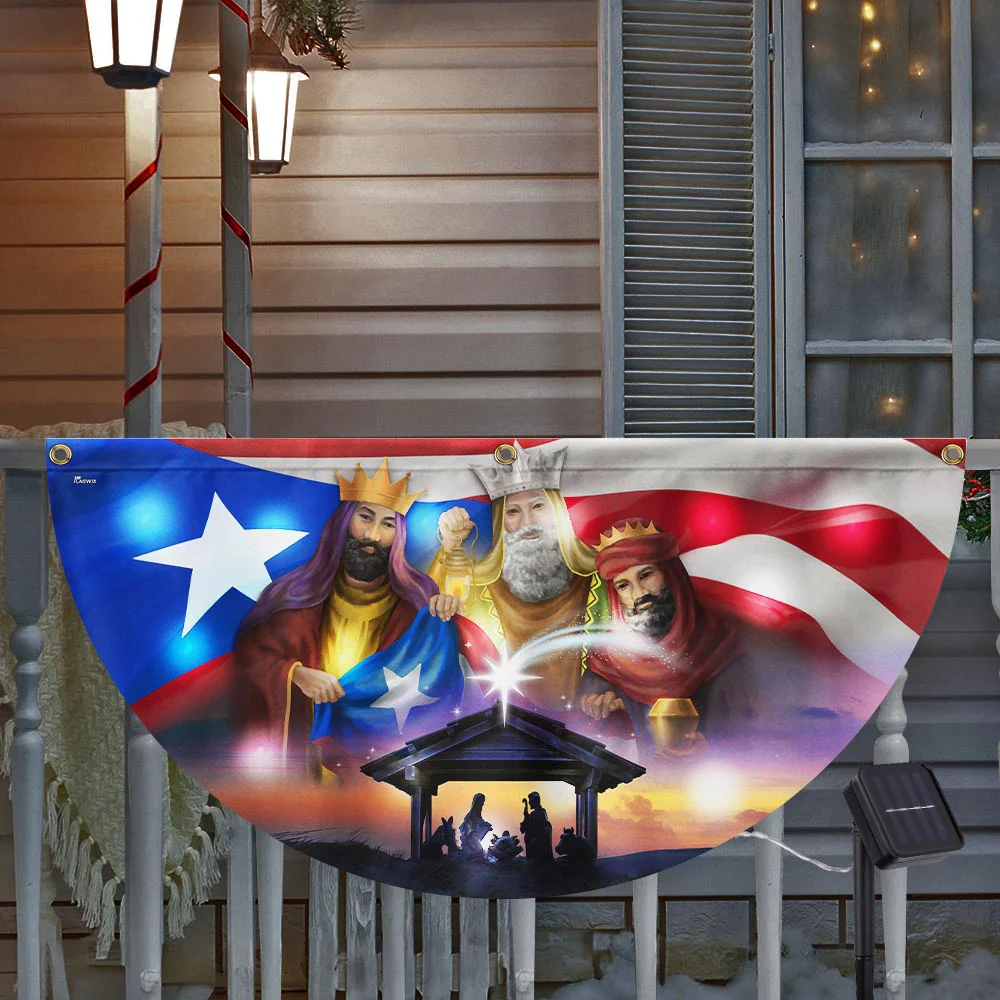 Three Kings, Three Wise Men, Nativity Of Jesus, Puerto Rico Solar Led Fan Flag