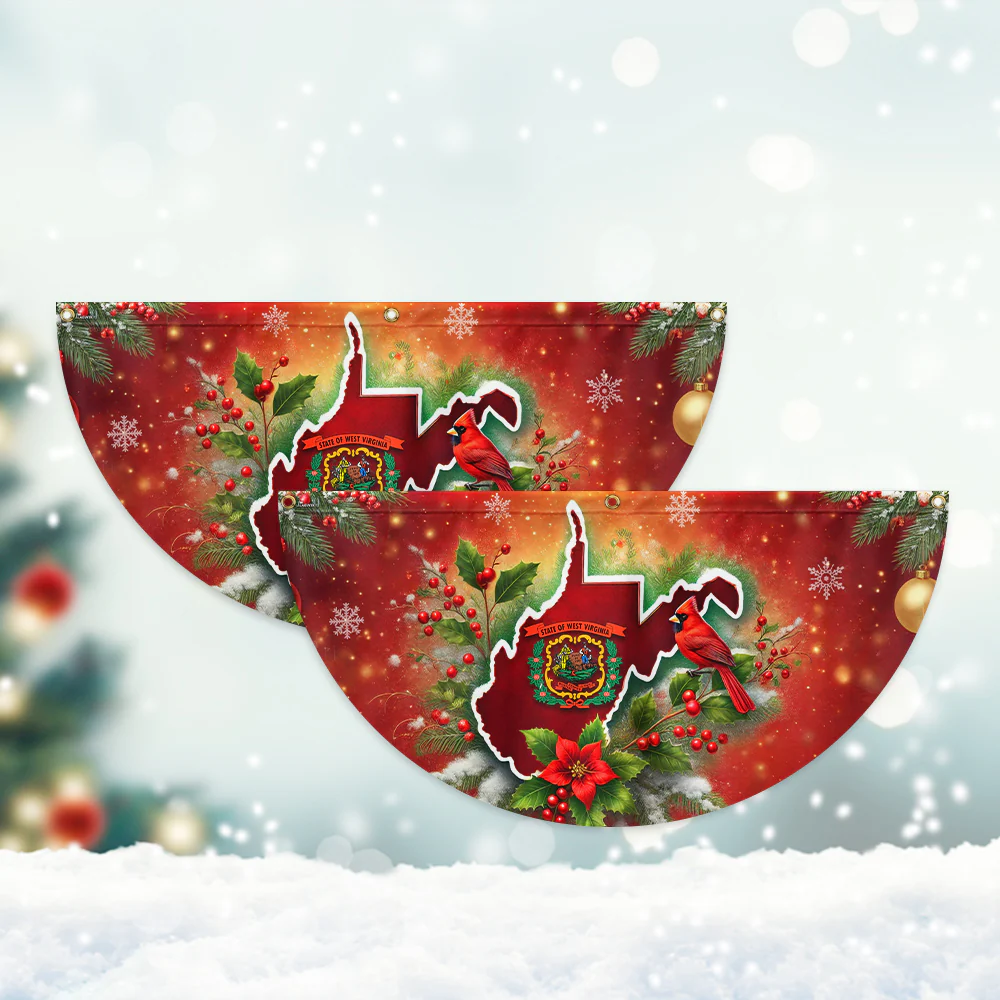 West Virginia Christmas Holidays Non-Pleated Fan Flag