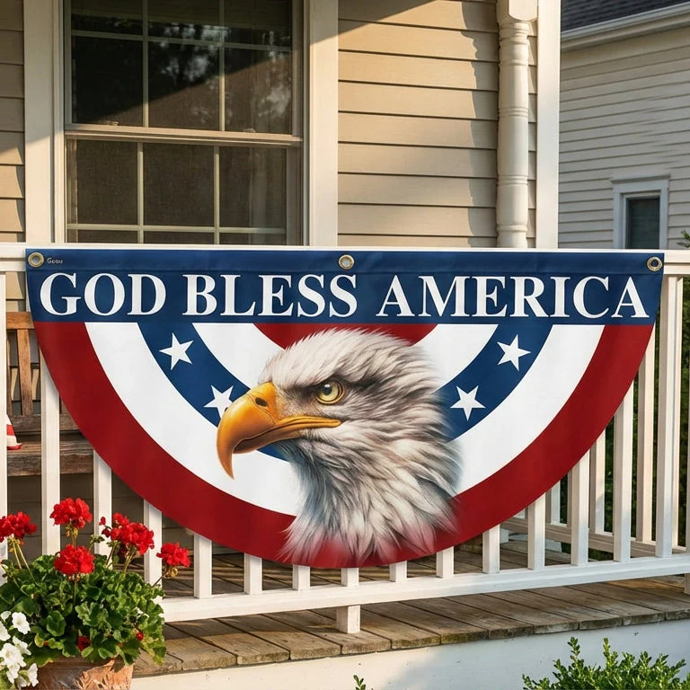 American Flag - Patriotic Eagle God Bless America Bunting 3-Day Shipping