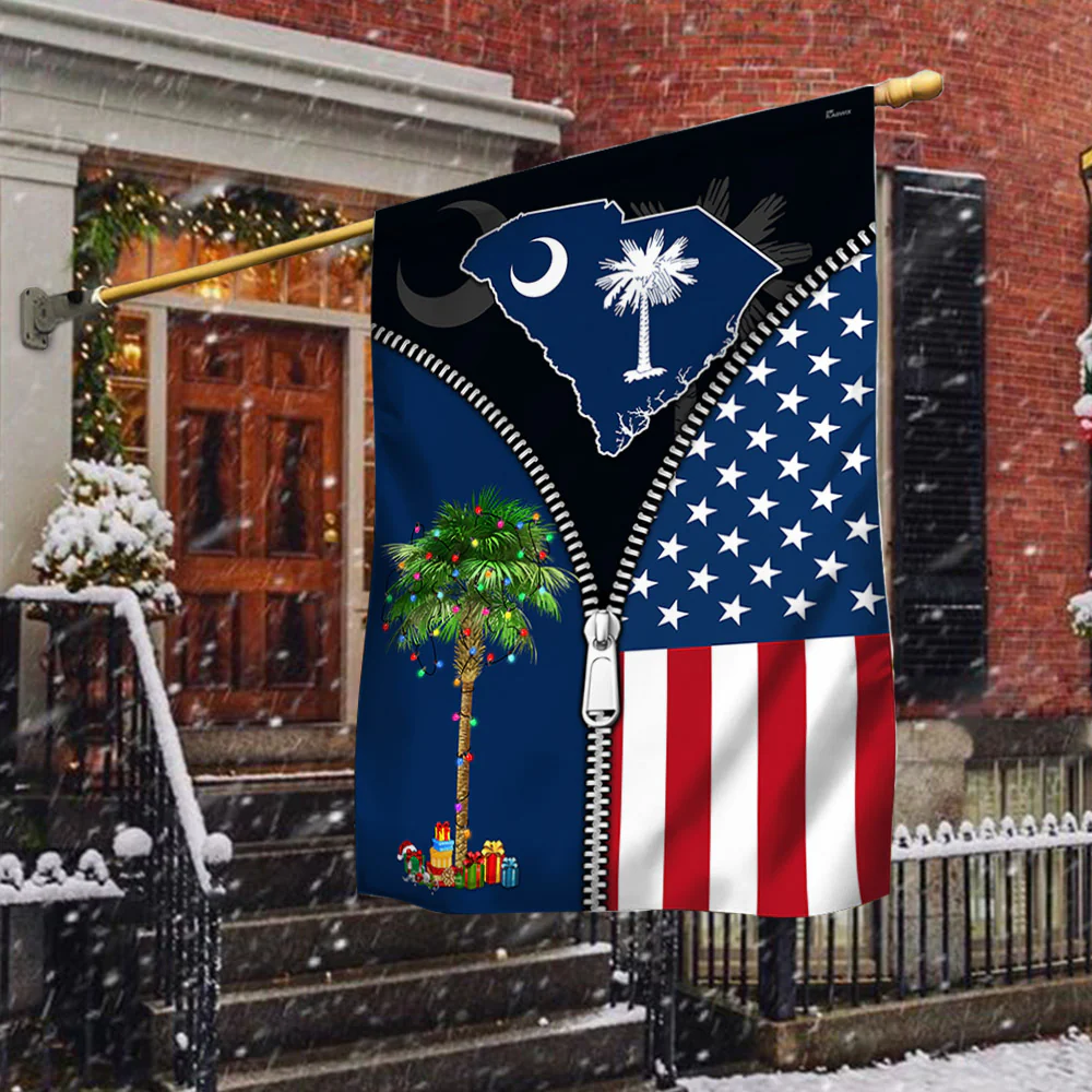 South Carolina Palm Tree Christmas American Flag