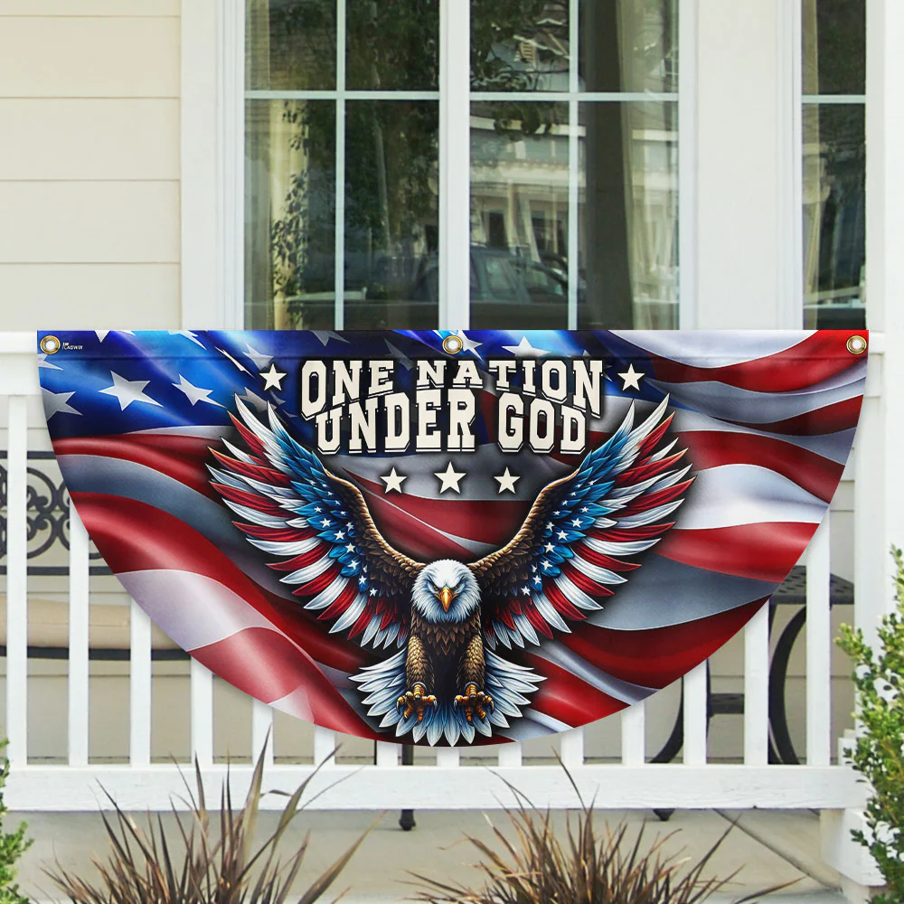 One Nation Under God Patriotic Eagle Non-Pleated Fan Flag