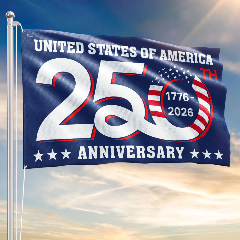 Patriotic 250th Anniversary 1776 2026 United States of America Semiquincentennial Grommet Flag - 3-Day Shipping