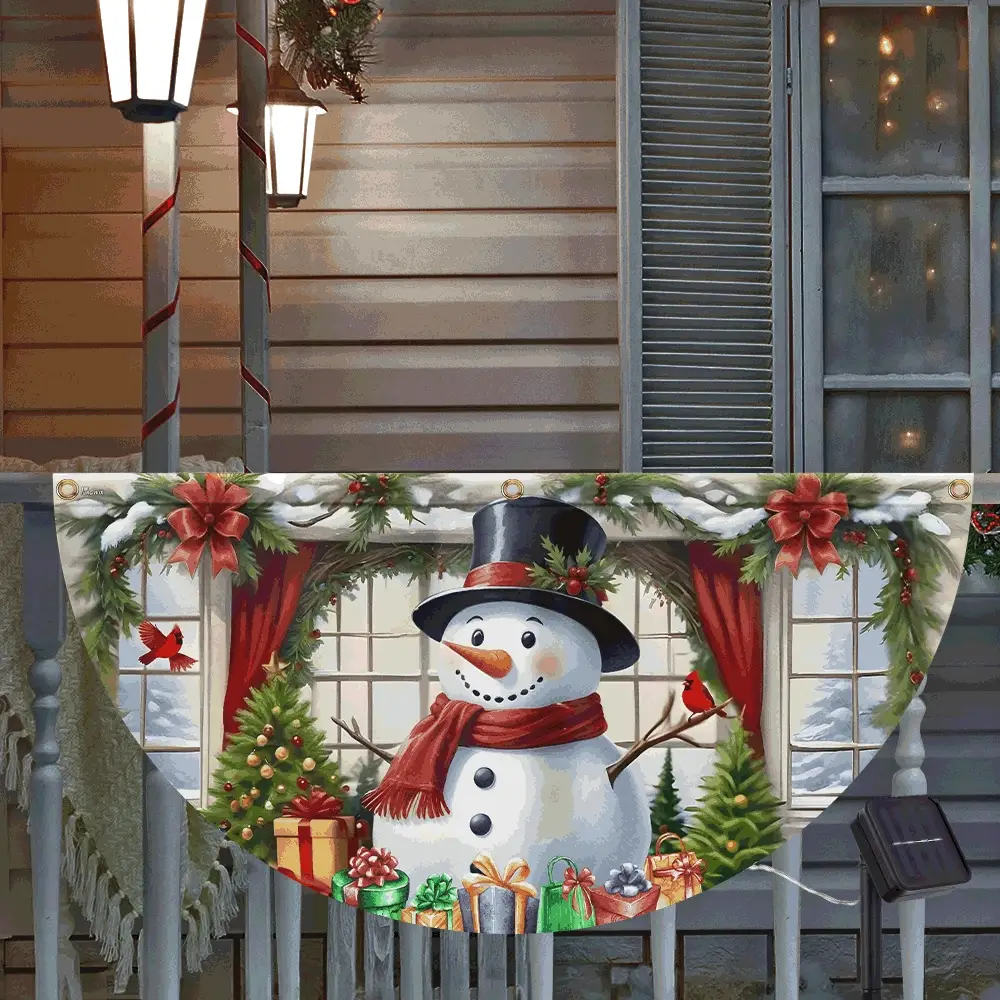 Snowman Merry Christmas Solar Led Fan Flag