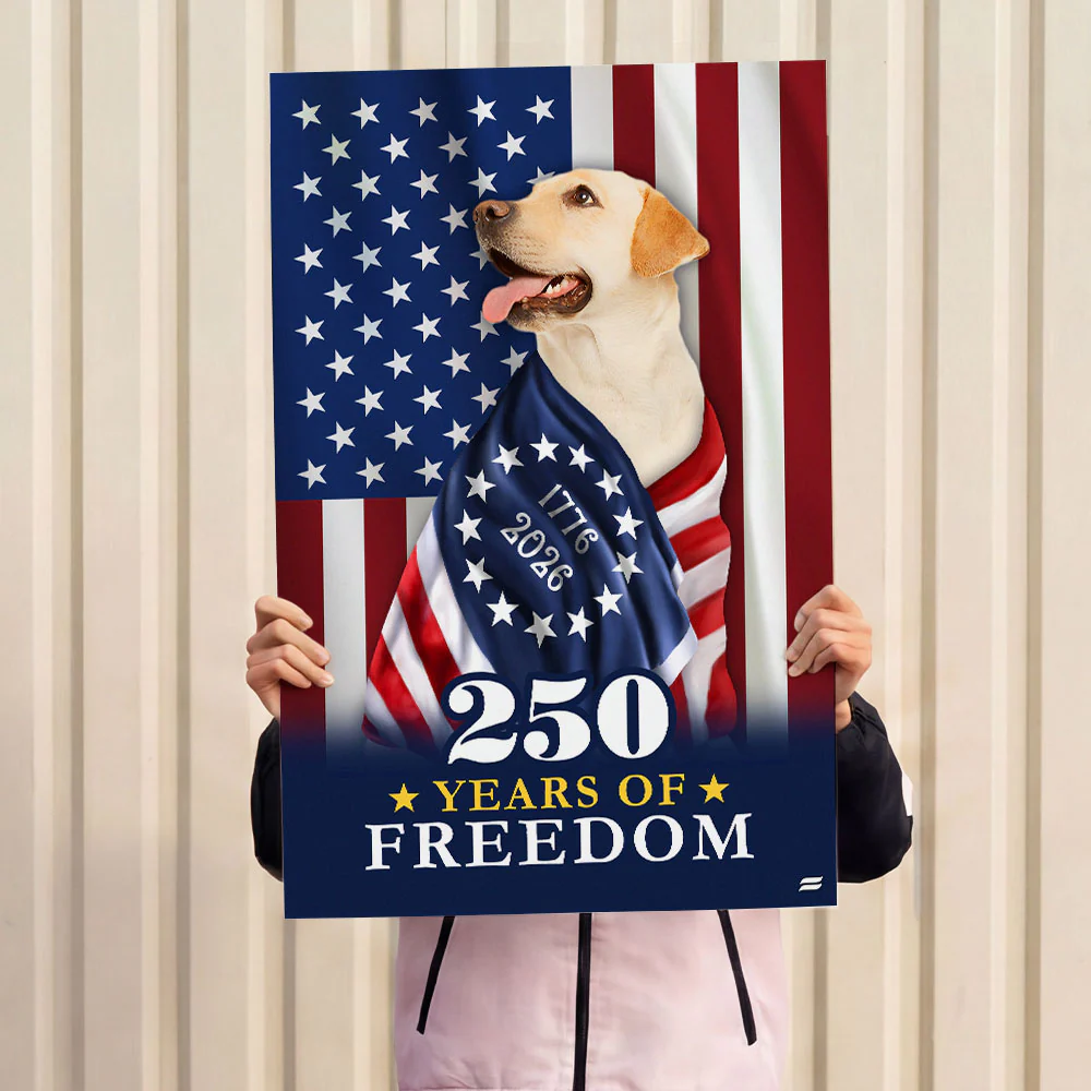 250 Years of Freedom Canvas Wall Art, Labrador Retriever Wrapped in Glory Decor