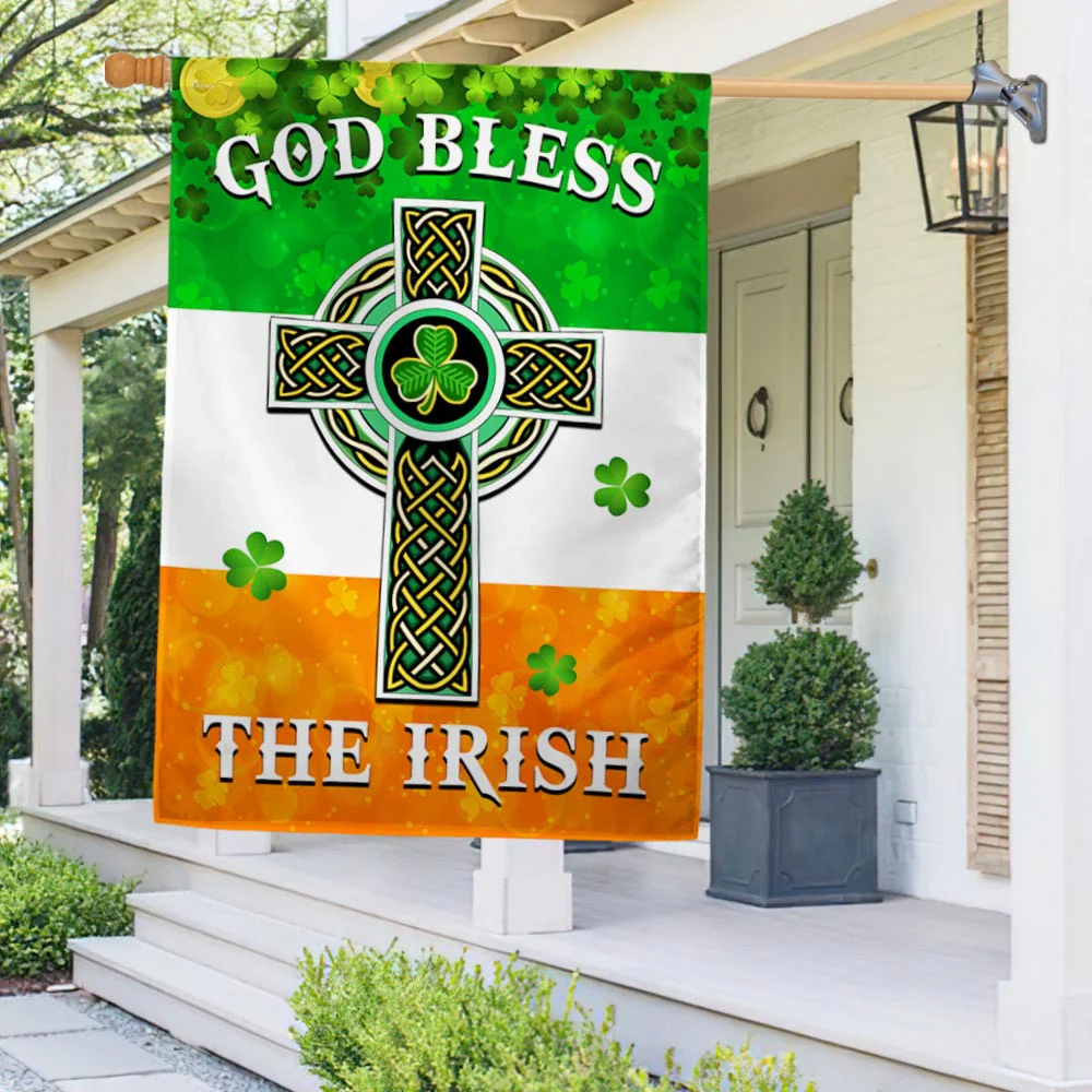 Irish Celtic Cross Flag God Bless The Irish Flag