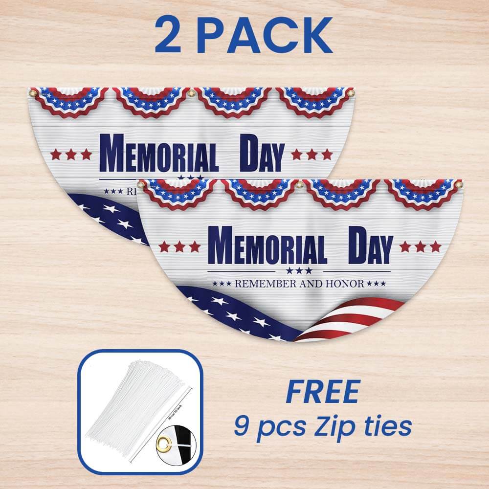 Memorial Day Remember and Honor Veteran Non-Pleated Fan Flag