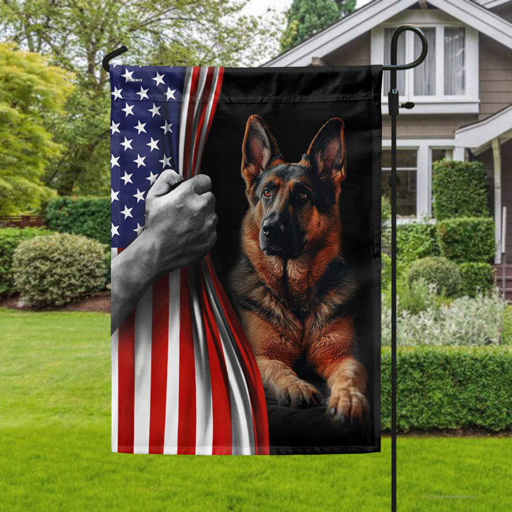 Dog Flag German Shepherd American Flag
