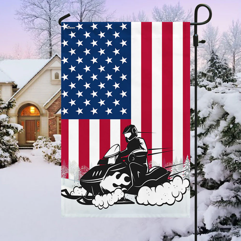 Snowmobile Patriotic American Flag
