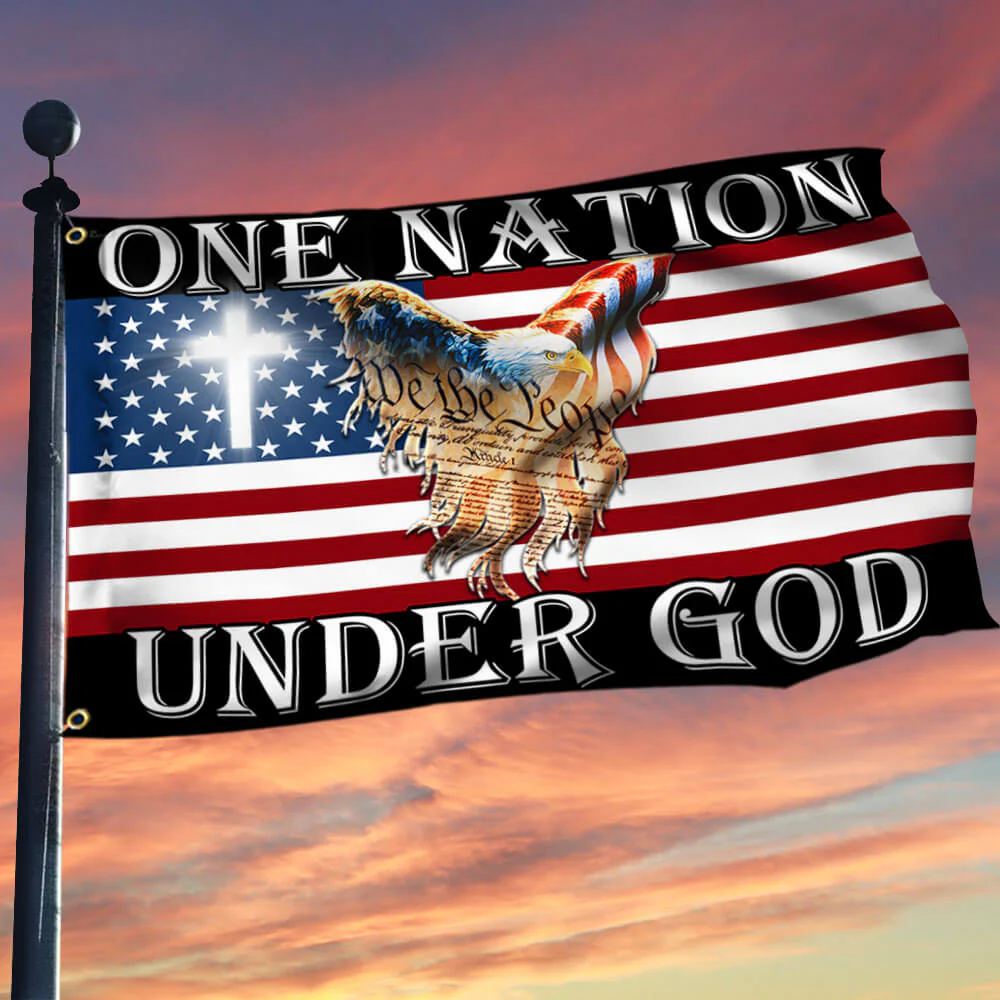 Bimipi American Flag - One Nation Under God Patriotic Eagle American Grommet Flag