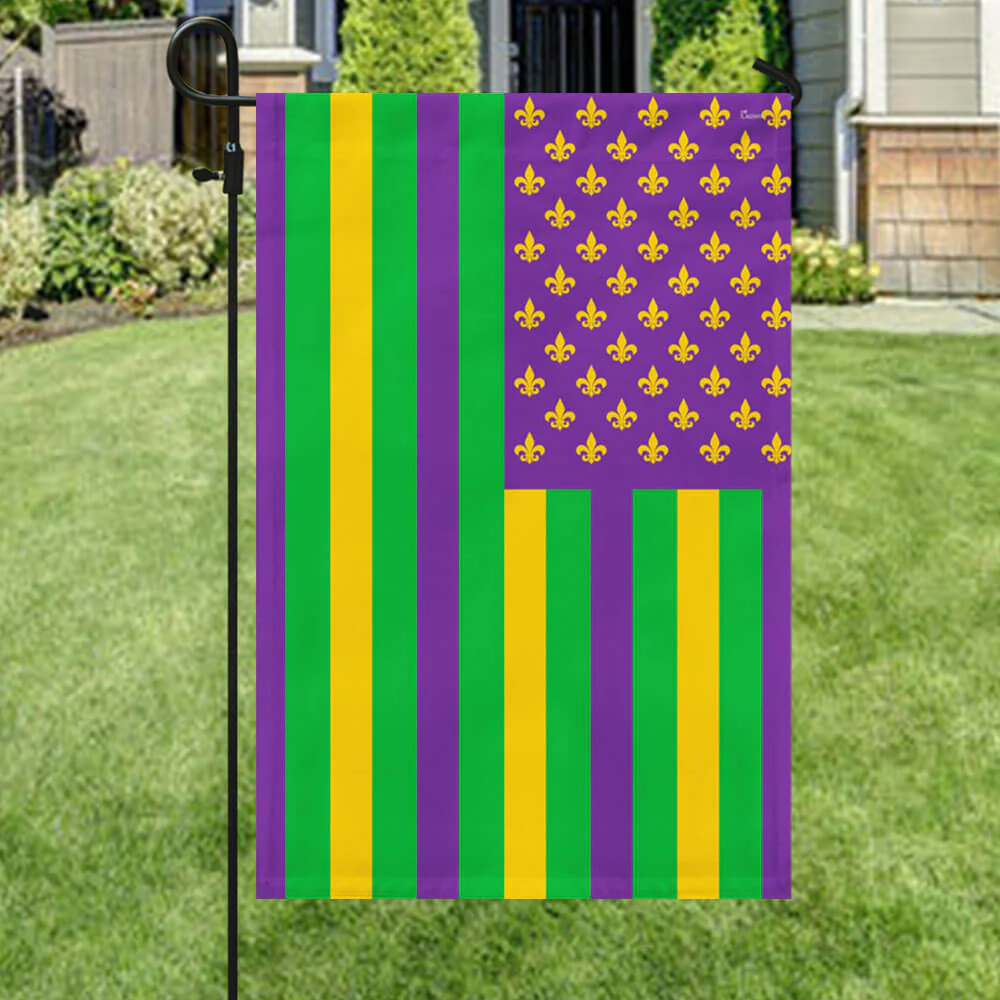 Mardi Gras American Flag, Louisiana Festival Home and Garden Decor