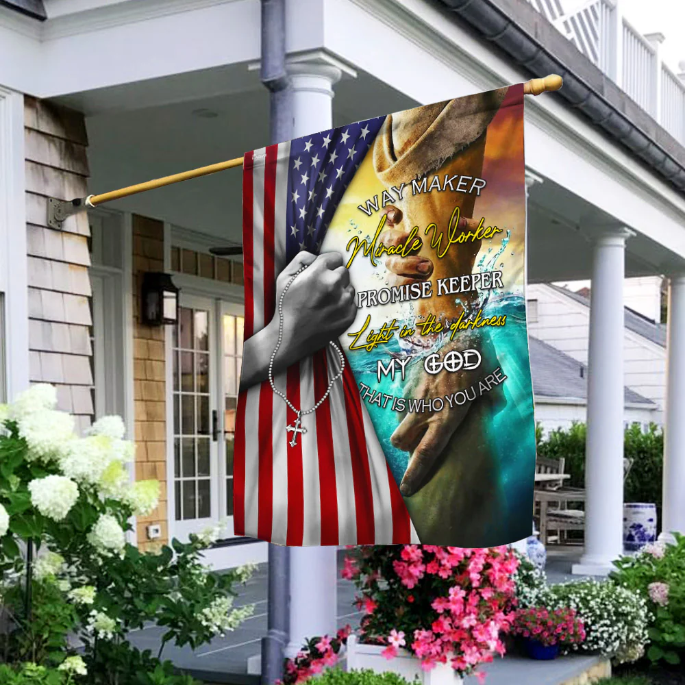 Jesus - Way Maker Miracle Worker Promise Keeper American Flag