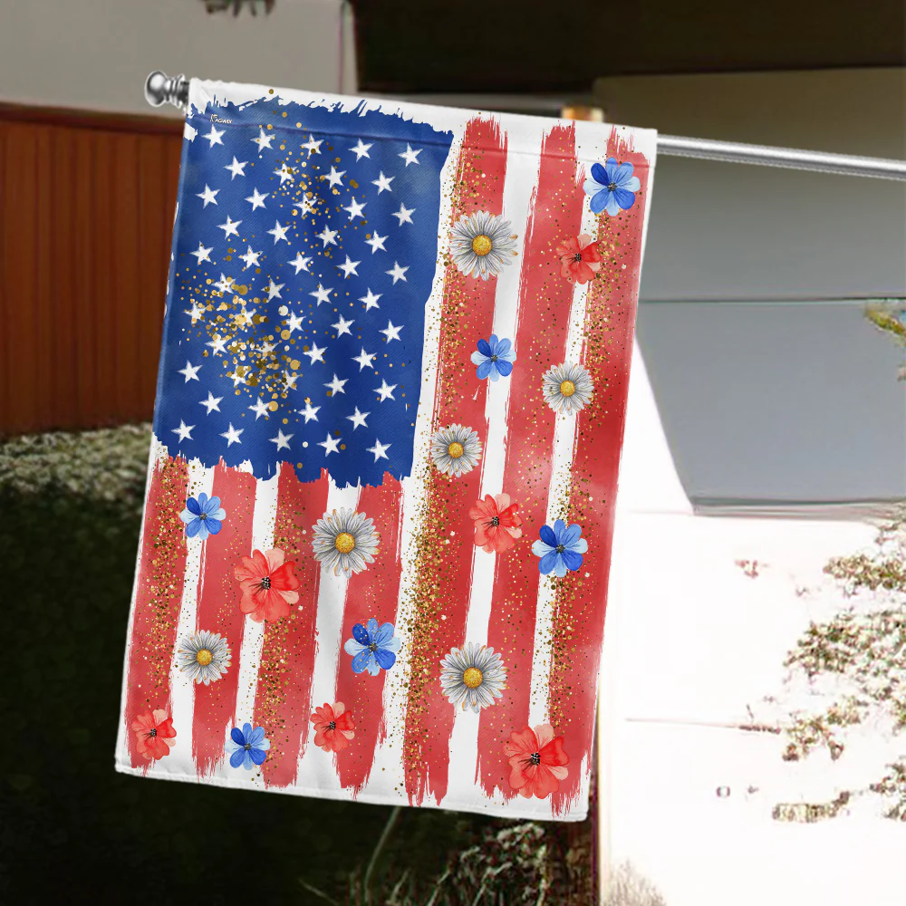 Bimipi American Flag - Flower Brushstroke America 4th of july Flag