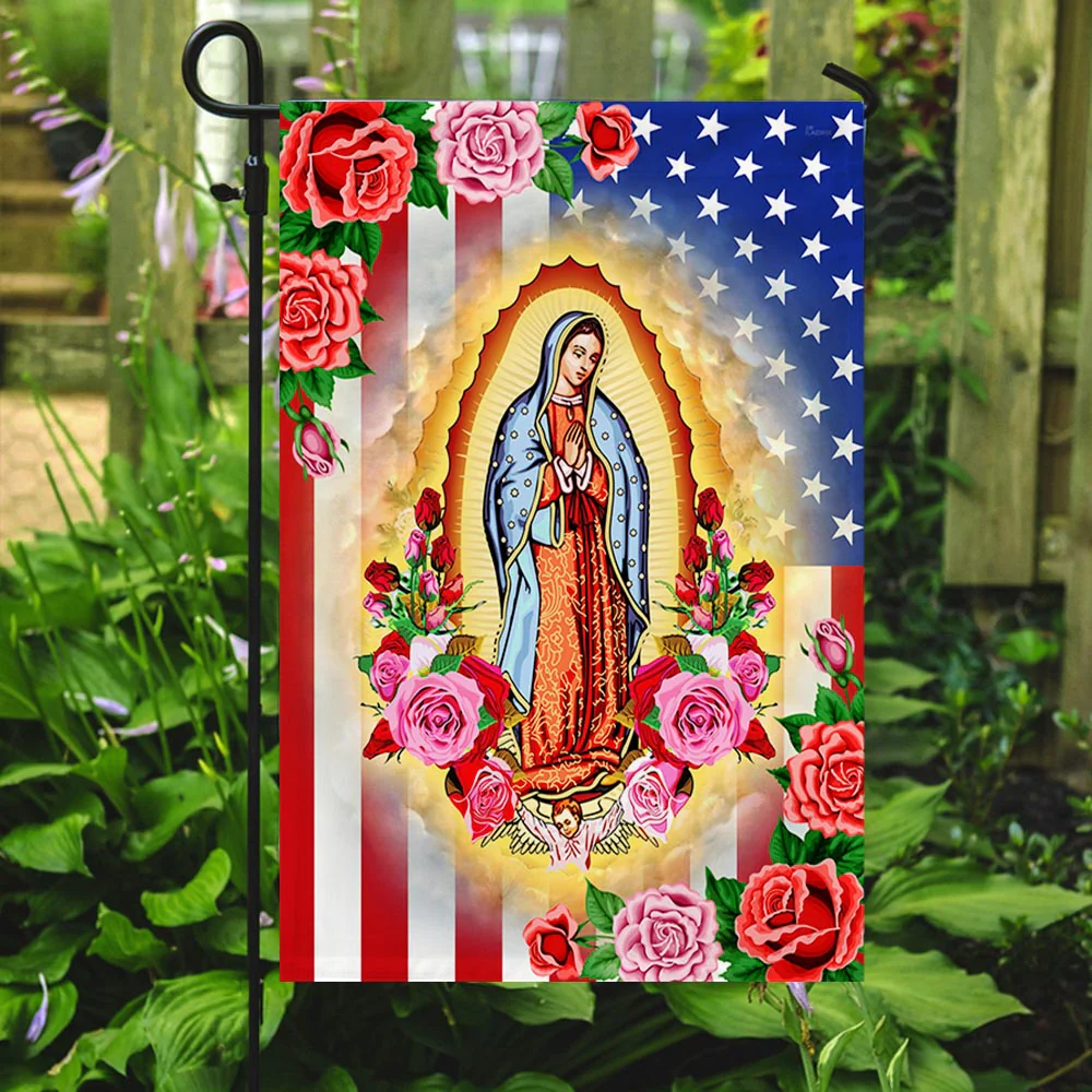 Mary, Mother of Jesus. Our Lady of Guadalupe American Flag