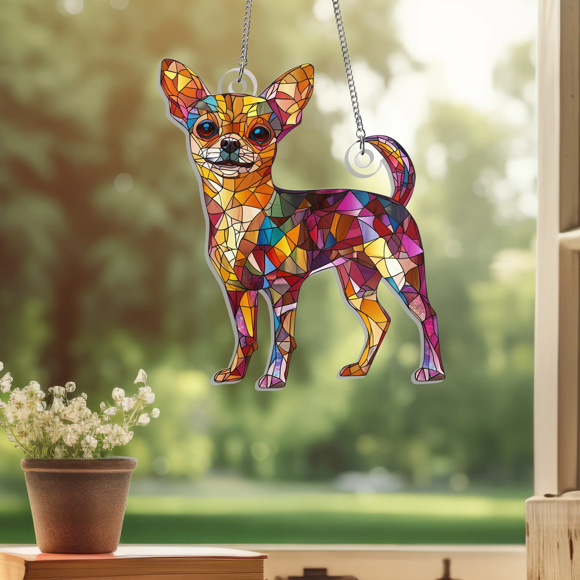 Chihuahua Dog Acrylic Suncatcher Hanging Sign