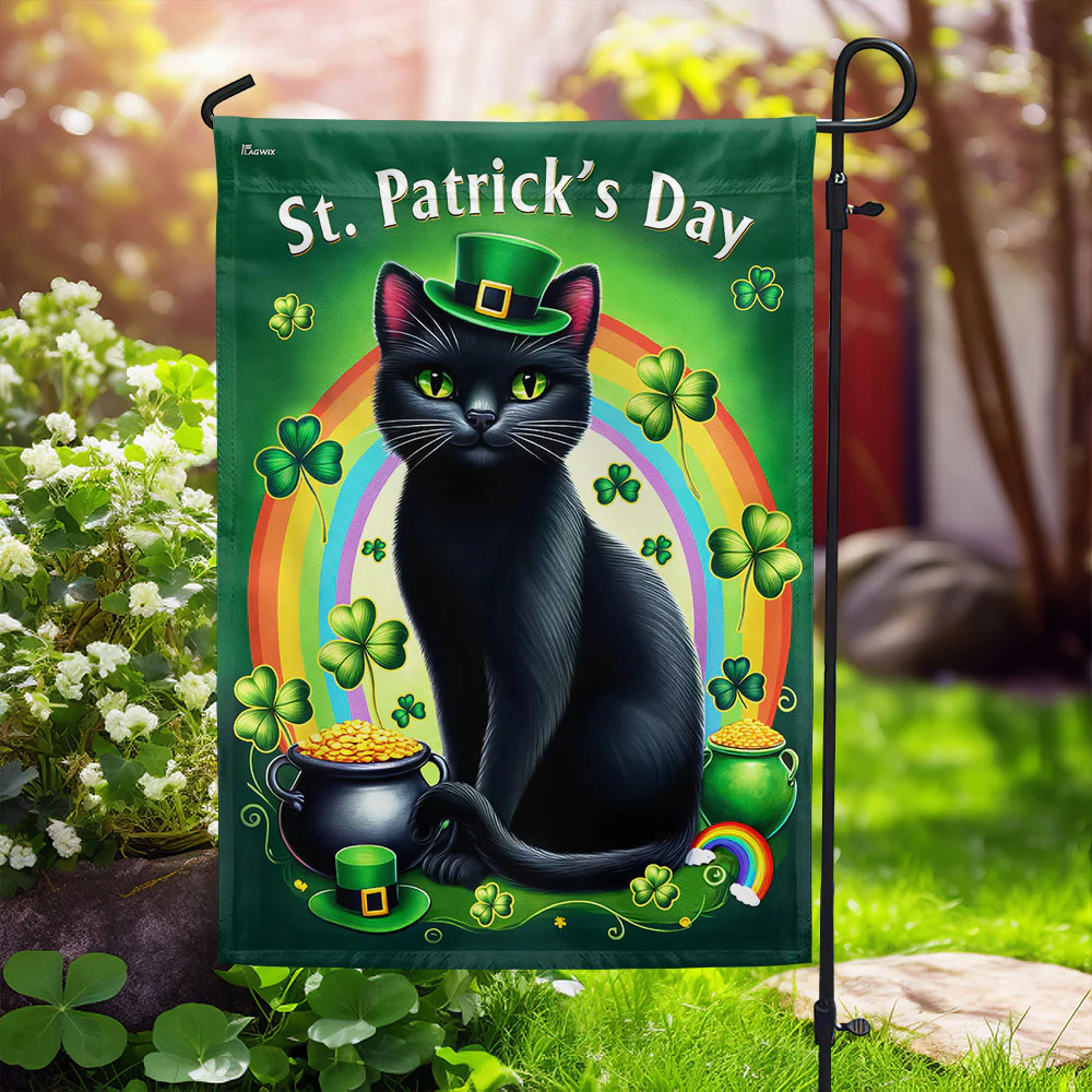 Bimipi  Black Cat Irish St Patrick's Day Flag