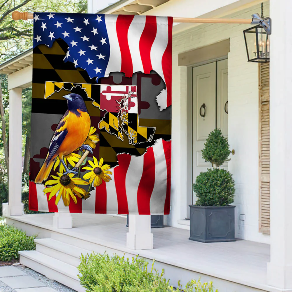 Maryland Flag Baltimore Oriole And Black-eyed Susan, Maryland US Flag