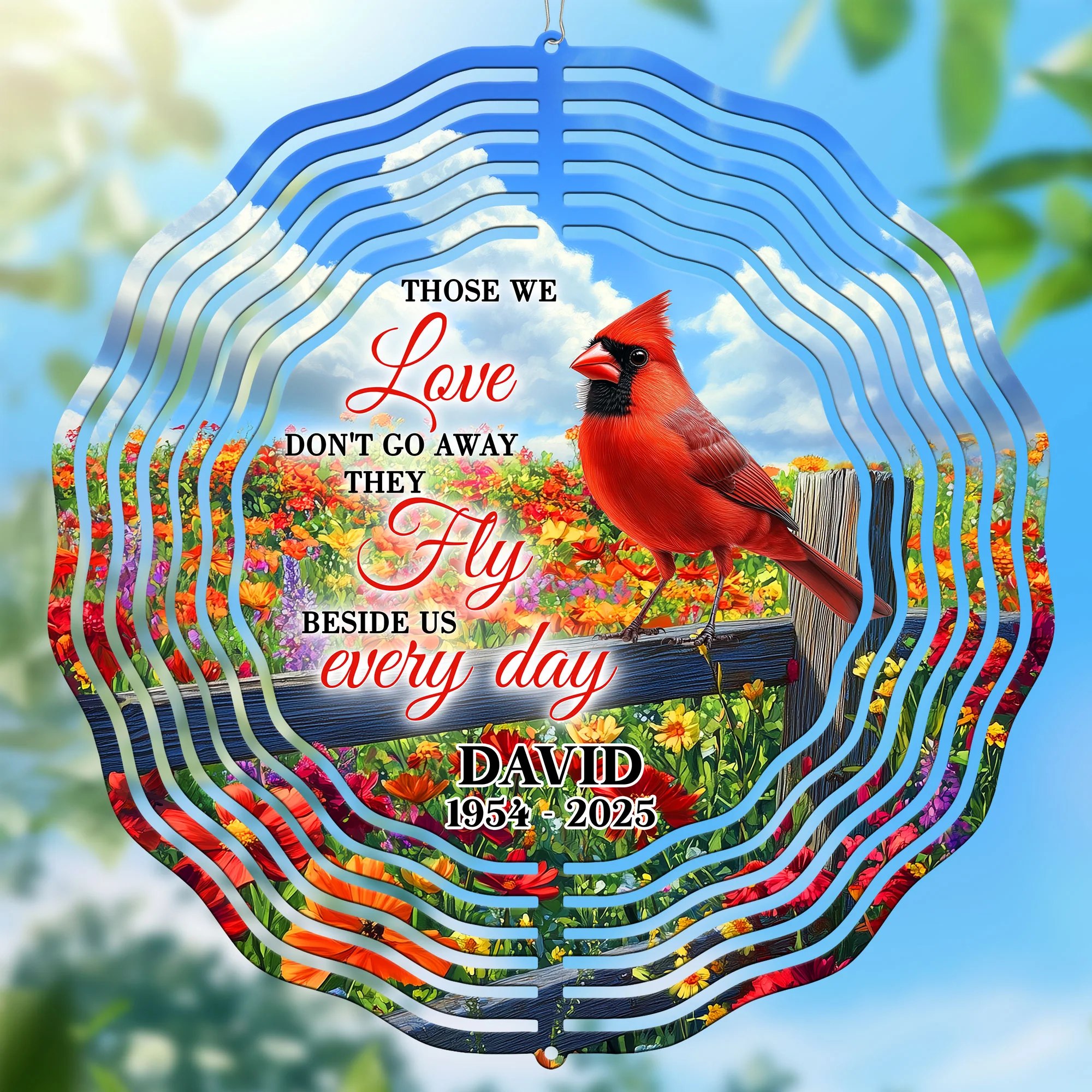Personalized Memorial Red Cardinal Wind Spinner