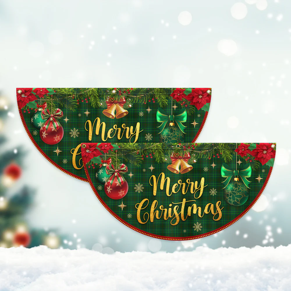 Merry Christmas Winter Holiday Decorations Non-Pleated Fan Flag