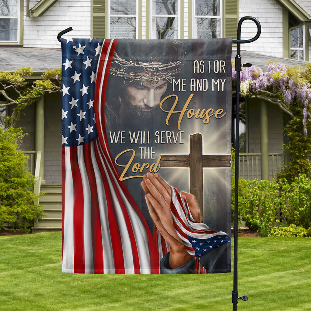 Christian Jesus We Will Serve The Lord American Flag