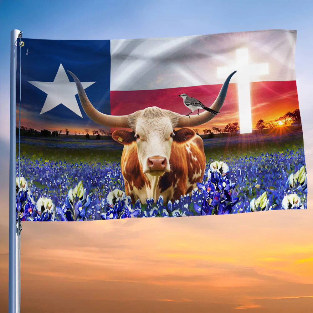 Texas Longhorn Cattle Flag That Place Forever In Your Heart Dorm Flag