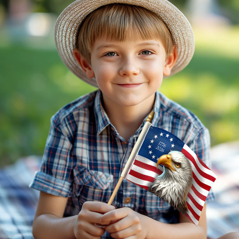 Betsy Ross 1776 2026 Flag, Patriotic with Eagle Handheld American Flag