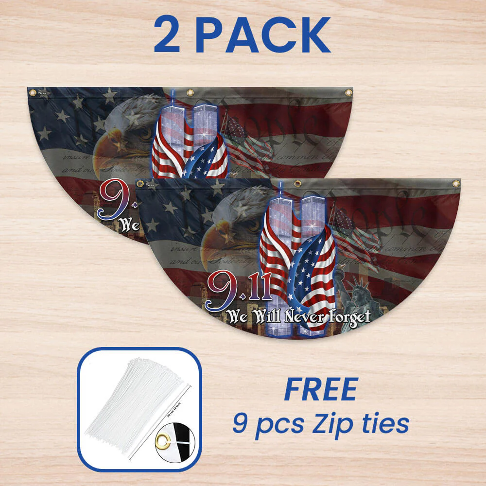 911 Patriot Day Never Forget September 11th Twin Towers 9/11 Non-Pleated Fan Flag