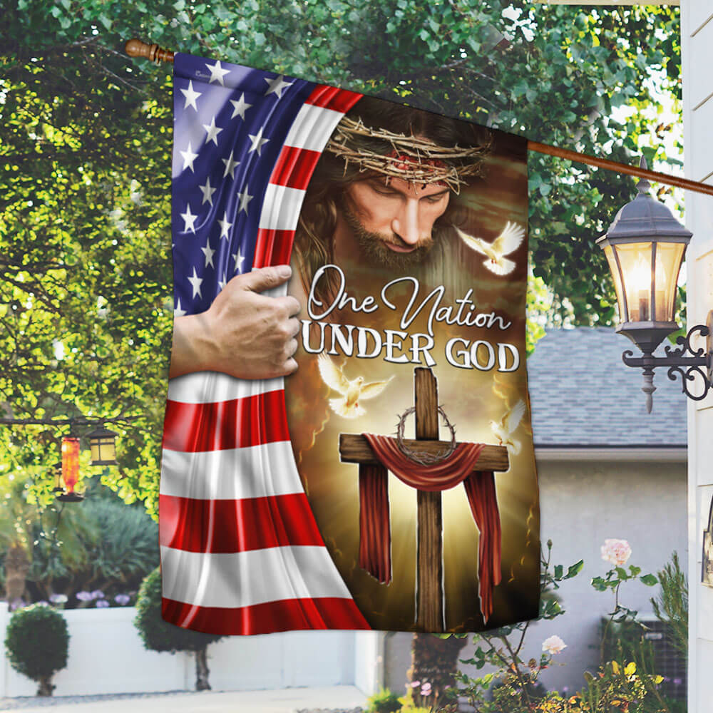 Bimipi American Flag - One Nation Under God Jesus Christian American Flag