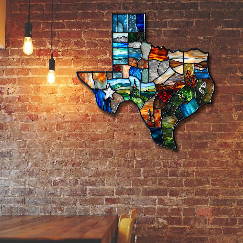 Texas Map Hanging Metal Sign, Wall Art