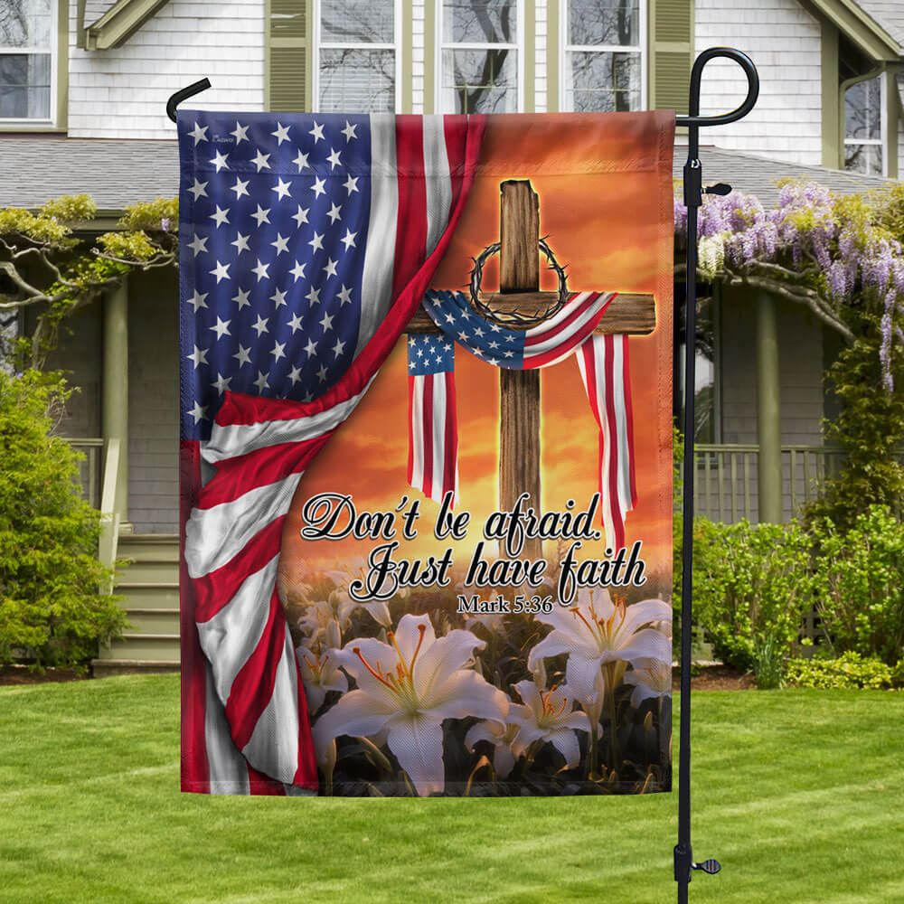 Bimipi American Flag - Just Have Faith The Old Rugged Cross. Christian Cross American Flag TPT926Fn